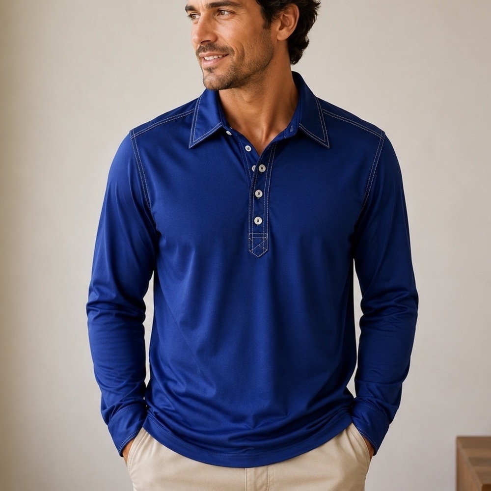 VTG Givenchy Gentleman Paris Polo Shirt Mens XL Blue Contrast Stitch 70s Retro